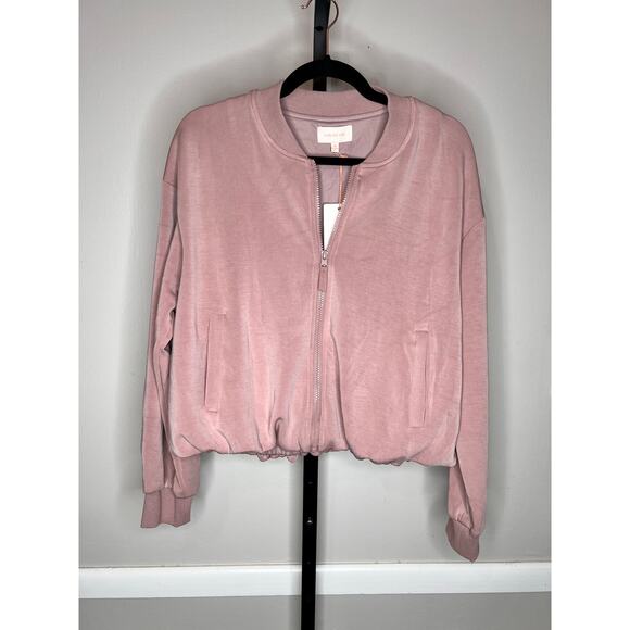 Skies are Blue Long Sleeve Full Zip Bomber Jacket Light Pink Women's Size M NWT - Picture 1 of 6